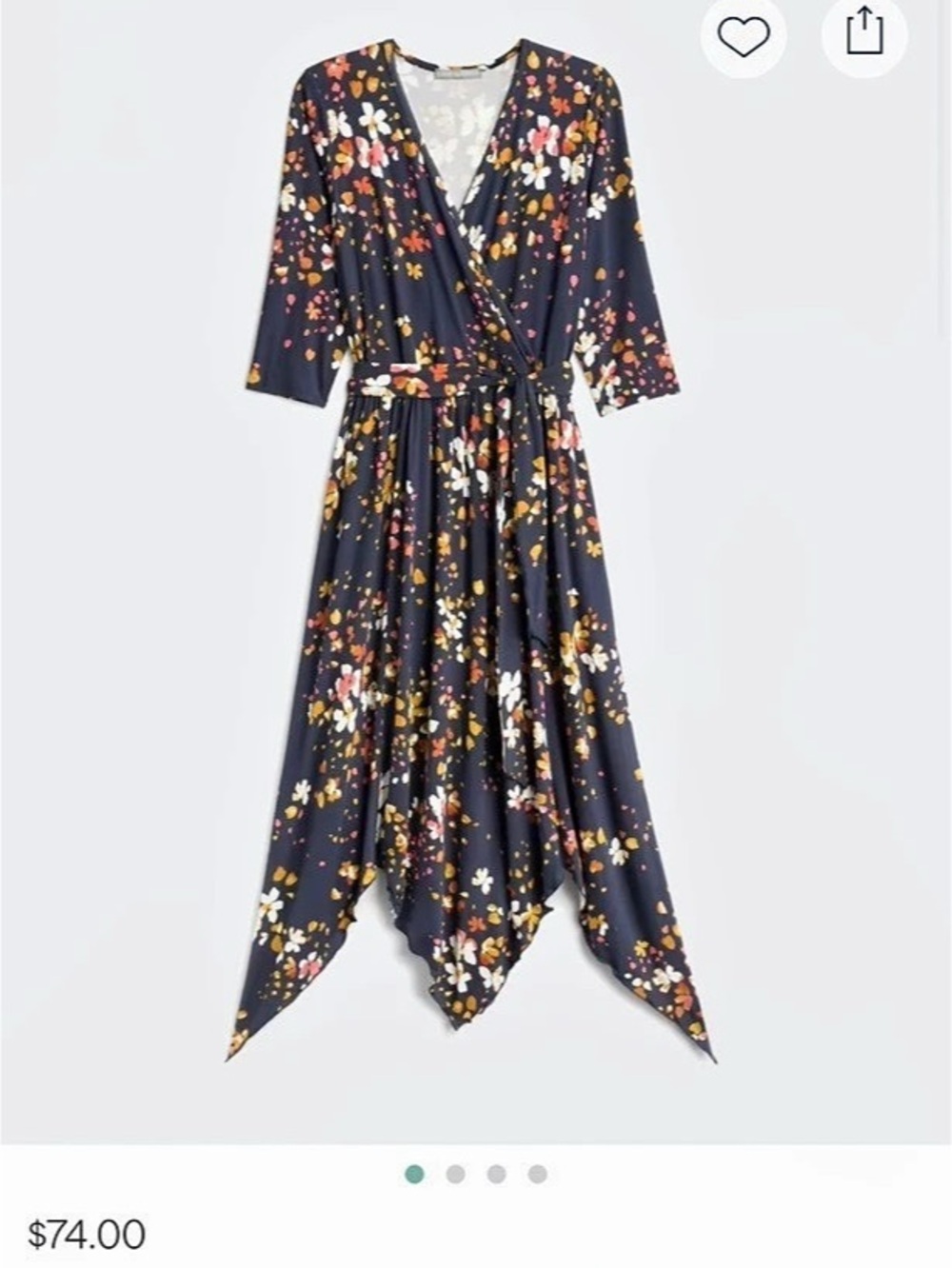 Loveappella Lucinda Knit Midi Dress Floral Midi Dress in Blue Size Medium NWT